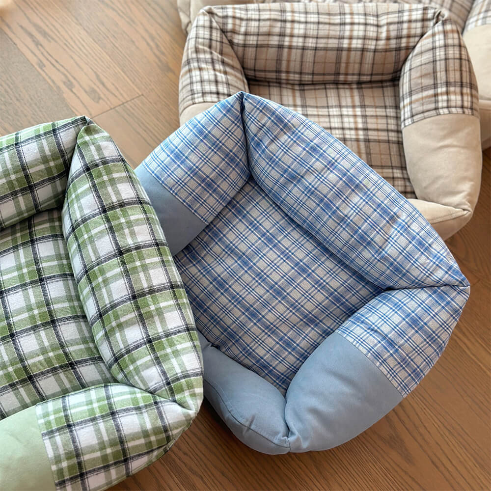 Gingham Leisure extraíbles de refugio engrosado en cama de perro y gato