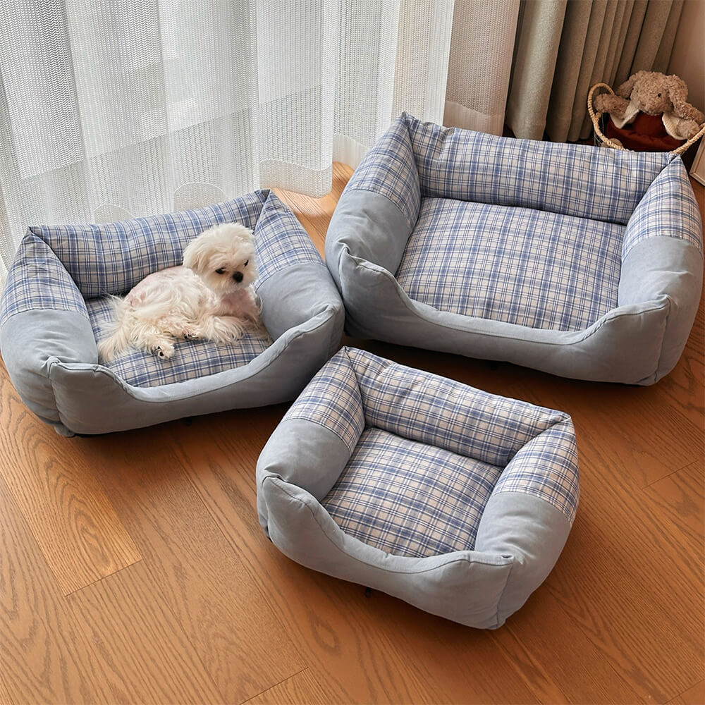 Gingham Leisure extraíbles de refugio engrosado en cama de perro y gato