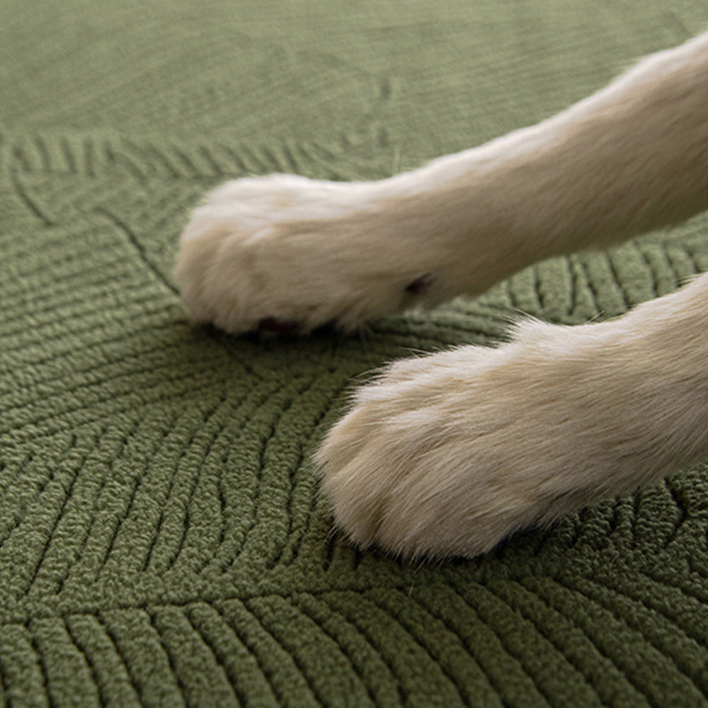 Modern Leaf Jacquard Water-Repellent Anti-Scratch Stretch Full Wrap Couch Cover