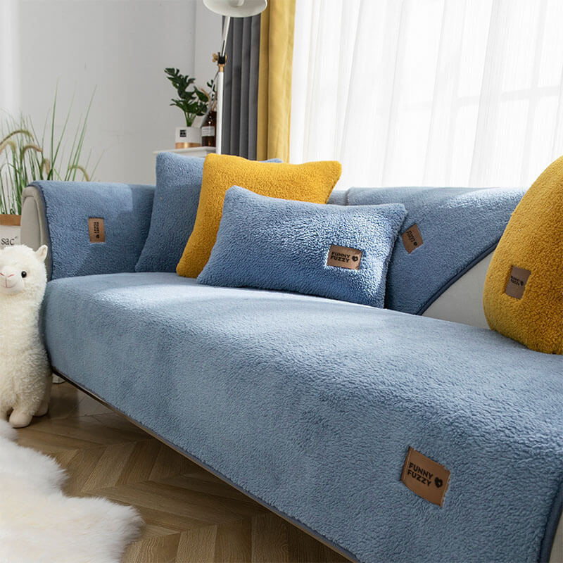 Wasserdichter, dicker, flauschiger, rutschfester Couchbezug aus Kunst-Sherpa-Fleece