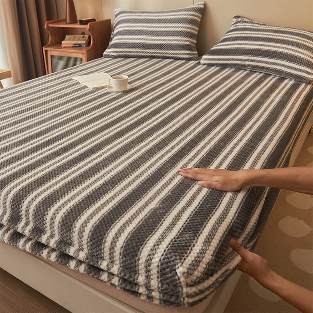 Klassischer, warmer Spannbettlaken-Matratzenbezug aus Samt mit Ananas-Gittermuster