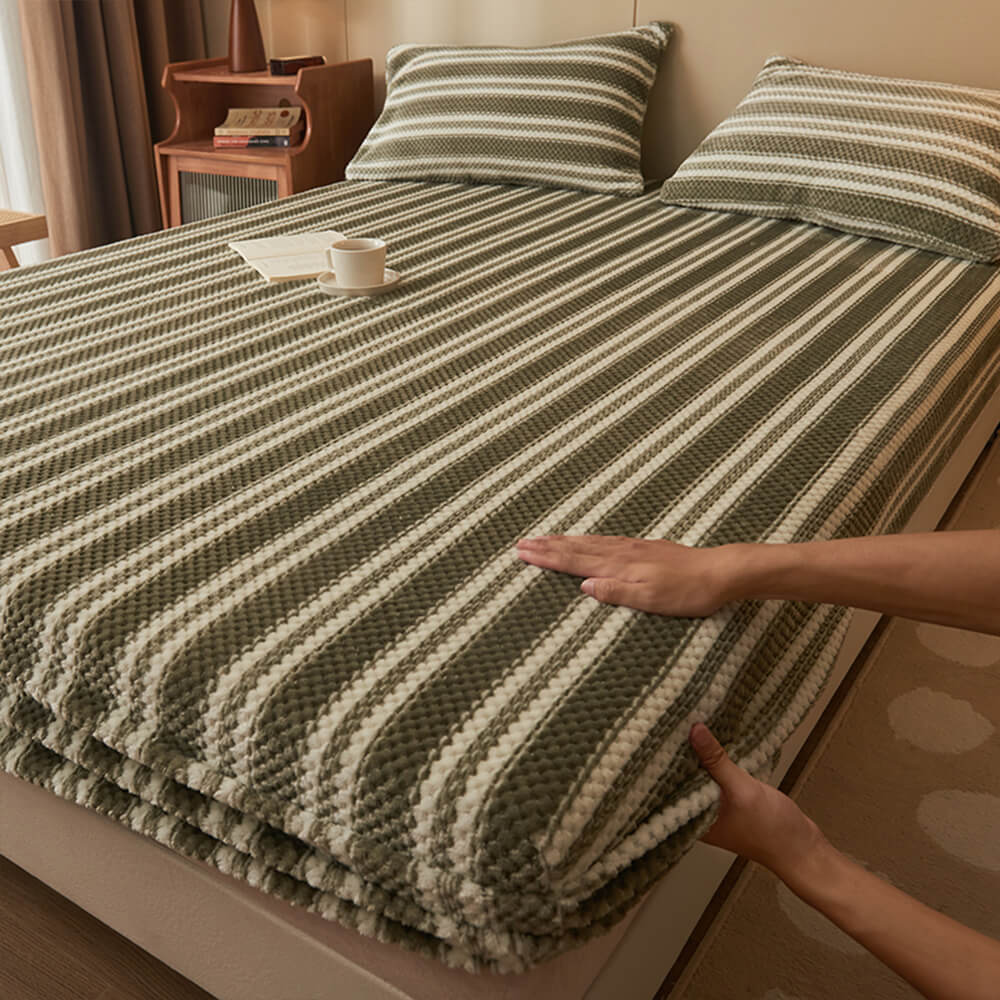 Klassischer, warmer Spannbettlaken-Matratzenbezug aus Samt mit Ananas-Gittermuster