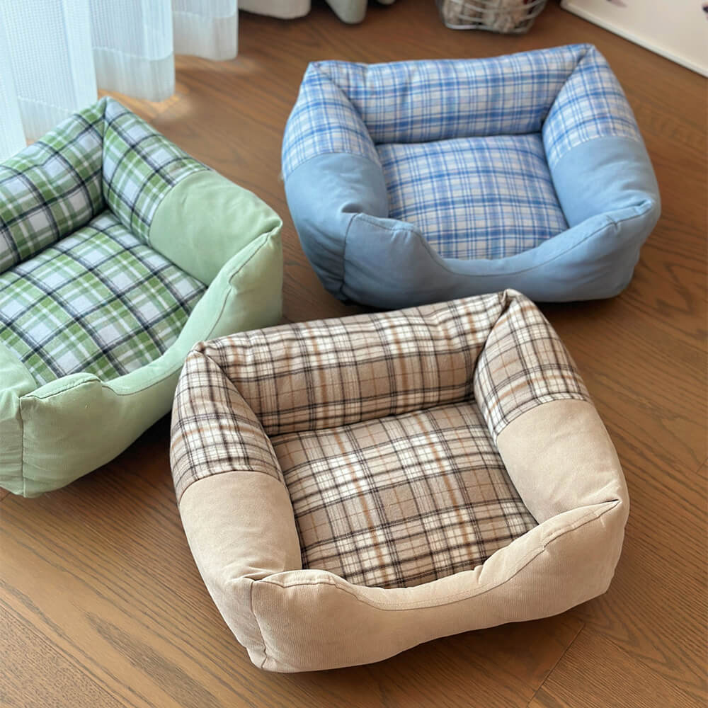 Gingham Leisure extraíbles de refugio engrosado en cama de perro y gato