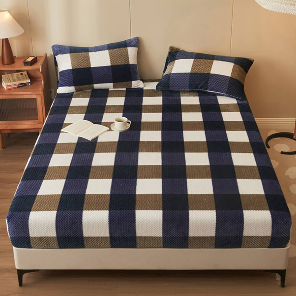 Klassischer, warmer Spannbettlaken-Matratzenbezug aus Samt mit Ananas-Gittermuster