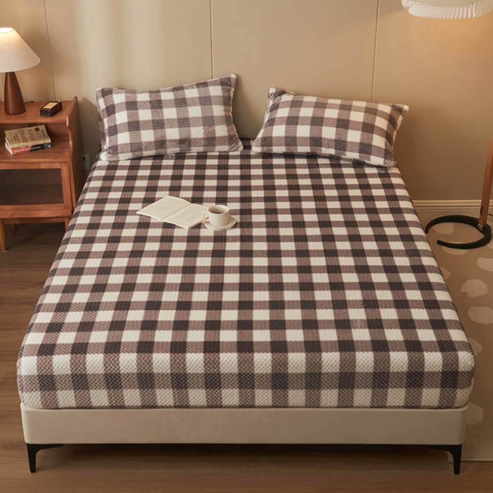 Klassischer, warmer Spannbettlaken-Matratzenbezug aus Samt mit Ananas-Gittermuster