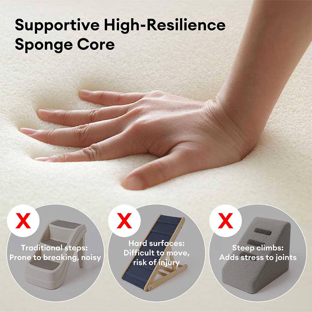 Faux Leather High-Density Sponge Removable Pet Stairs - LuxeStep