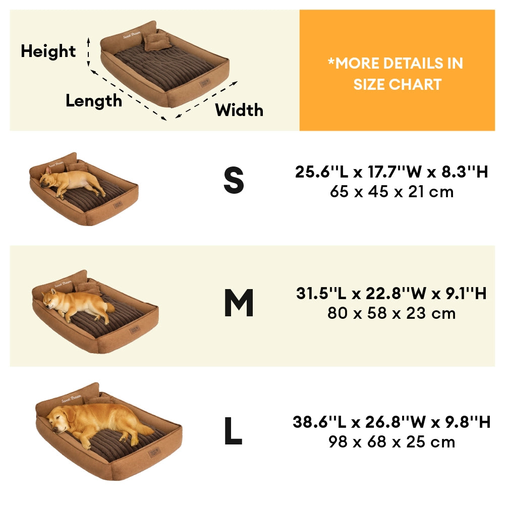 Retro Faux Suede Dual-sided Washable Bolster Dog Bed With Pillow – SweetDream