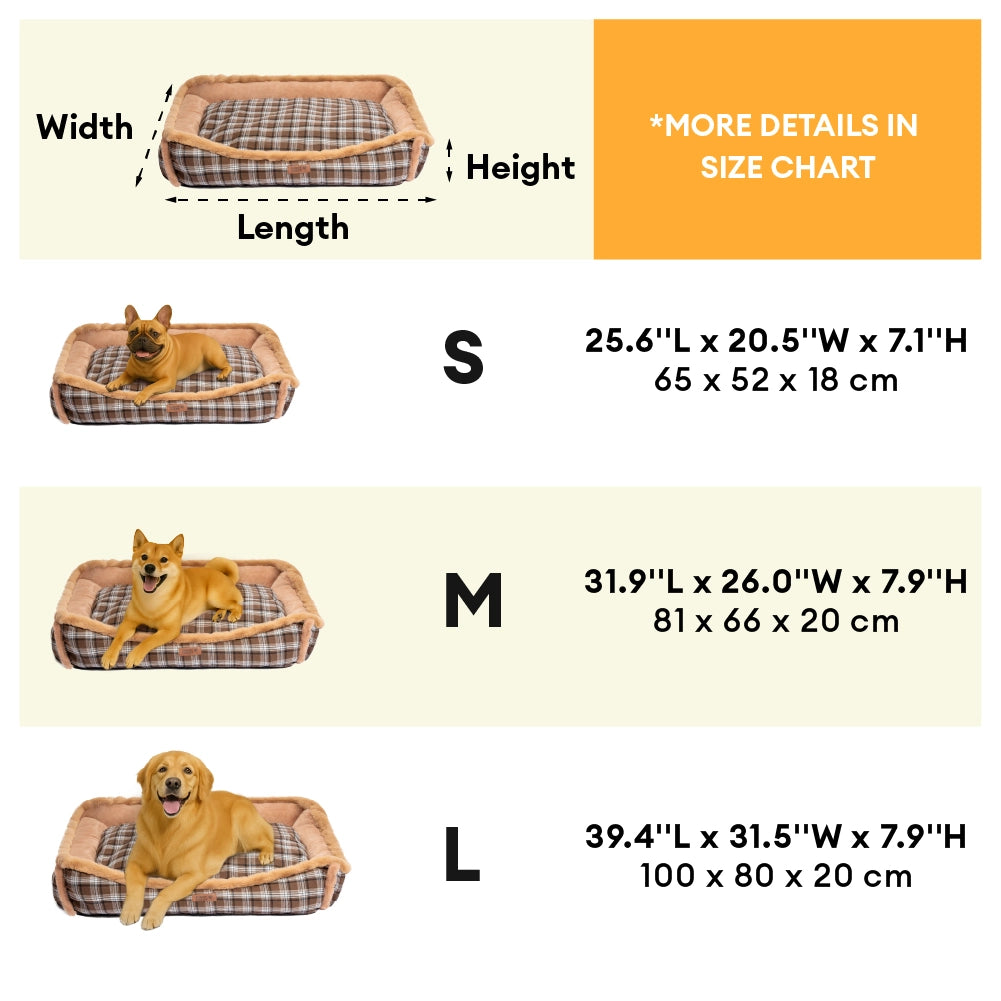 Vintage Checkered Washable Plush Cozy Bolster Dog Bed – TuckNap