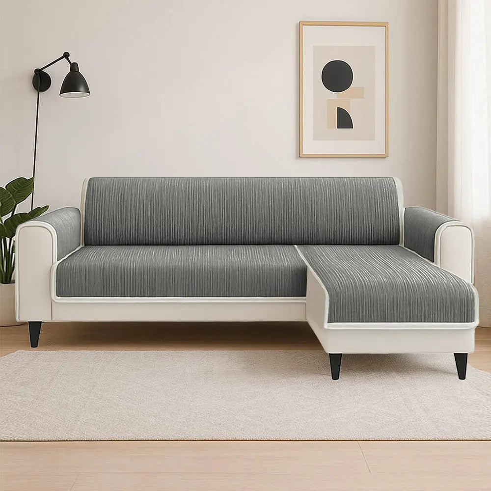 All-Season Anti-Slip Striped Pet Rug Furniture Protector with Armrest Couch Cover - Keep Still