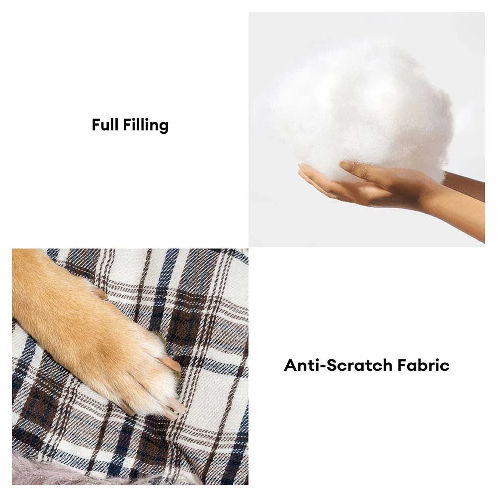 Classical Plaid Dual-Sided Removable Plush Calming Dog Mat