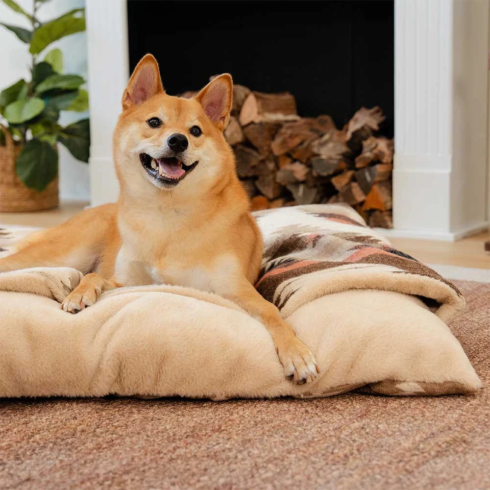 All-Season Reversible Boho Cave Covered Calming Dog Bed - HugSack