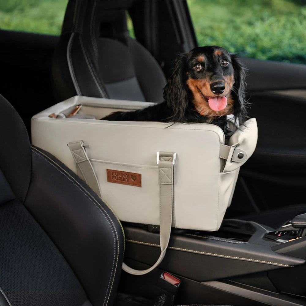 Deluxe Faux Leather Safety Center Console Pet Car Seat and Carrier - Urban Voyager
