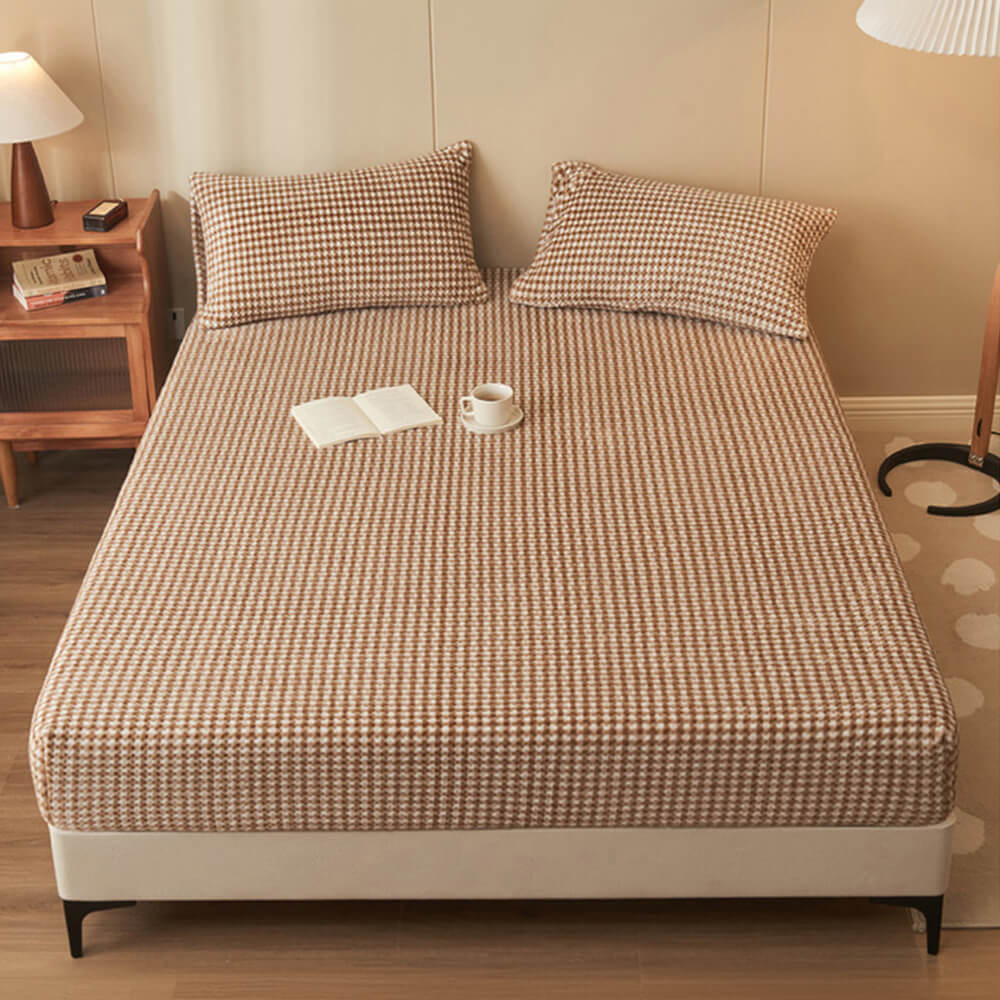 Klassischer, warmer Spannbettlaken-Matratzenbezug aus Samt mit Ananas-Gittermuster