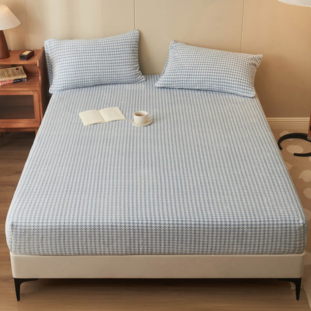 Klassischer, warmer Spannbettlaken-Matratzenbezug aus Samt mit Ananas-Gittermuster