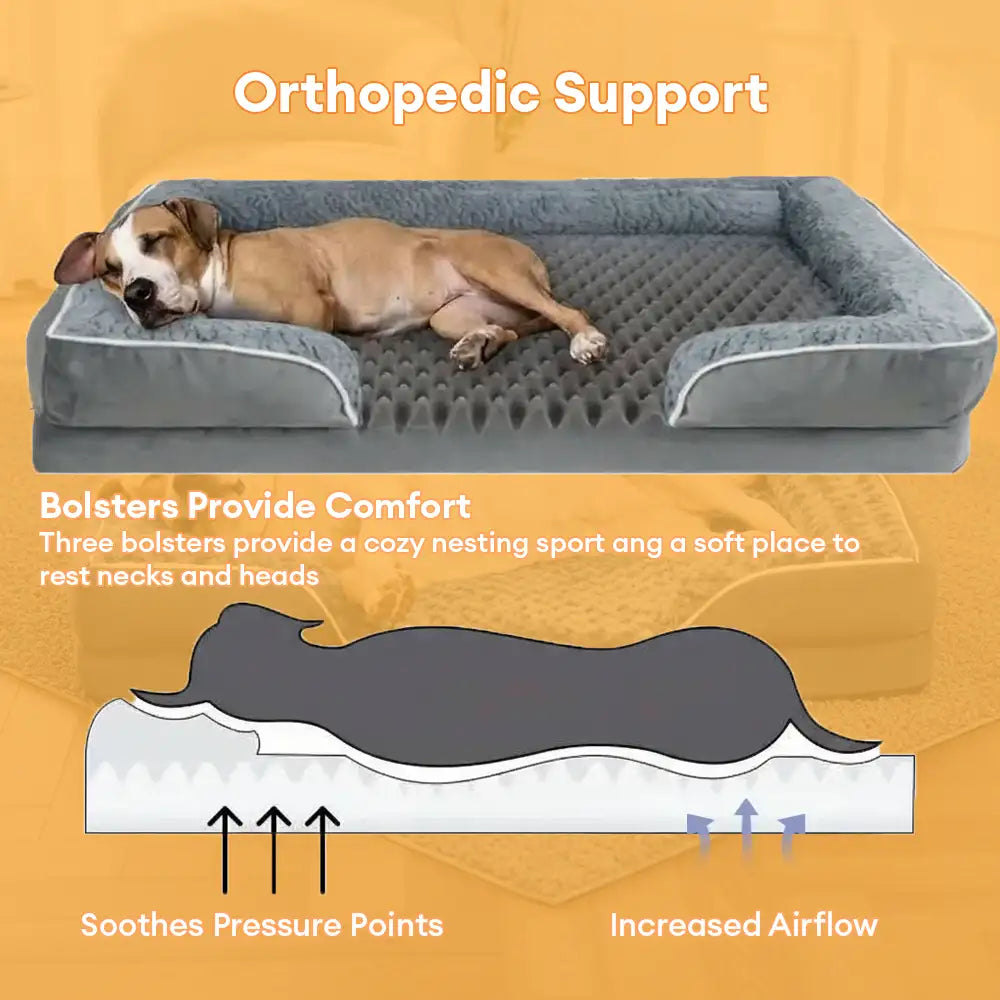 Lit orthopédique pour chien à support complet et étanche amovible
