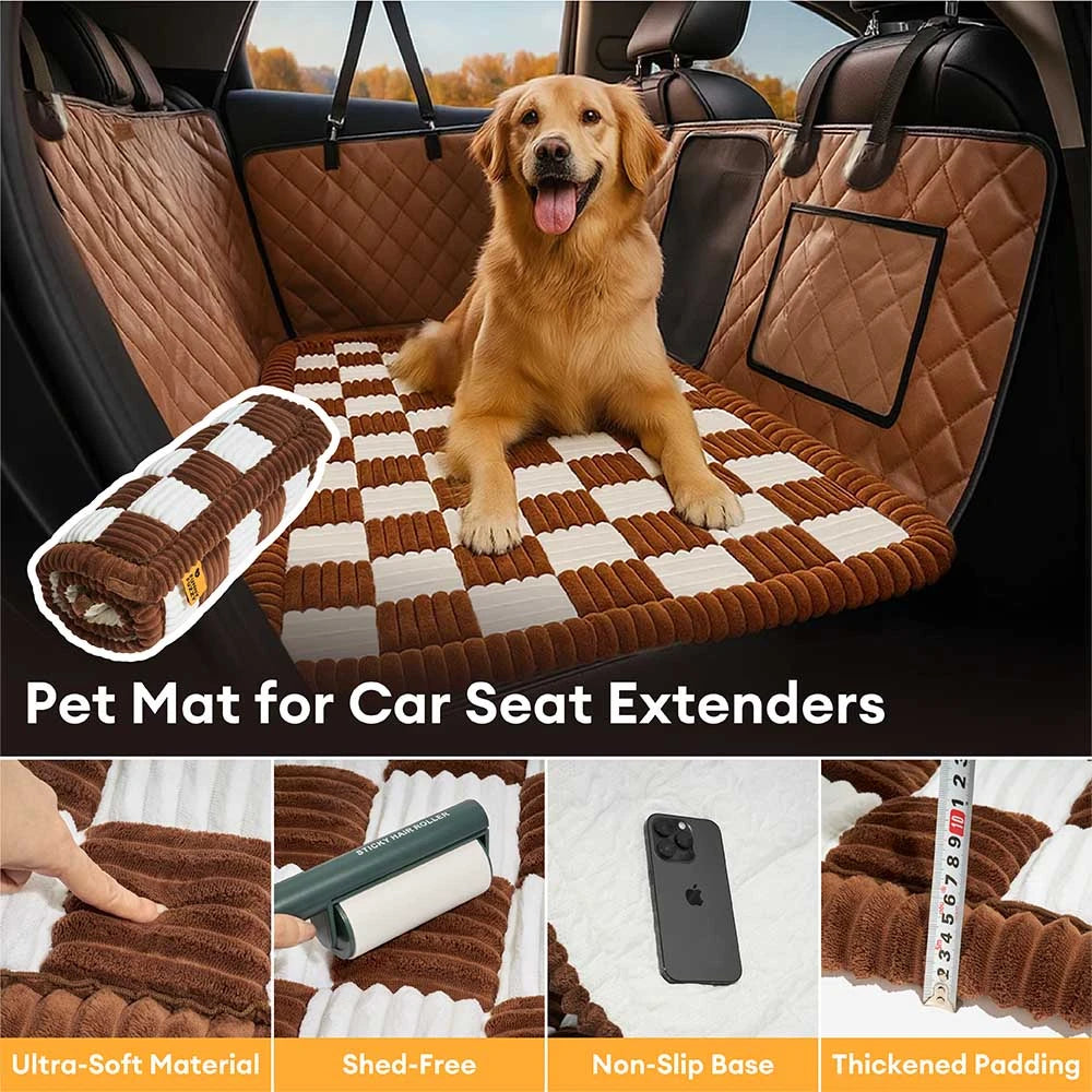 Premium Faux Leather Water-repellent Hammock Dog Car Seat Cover With Mat