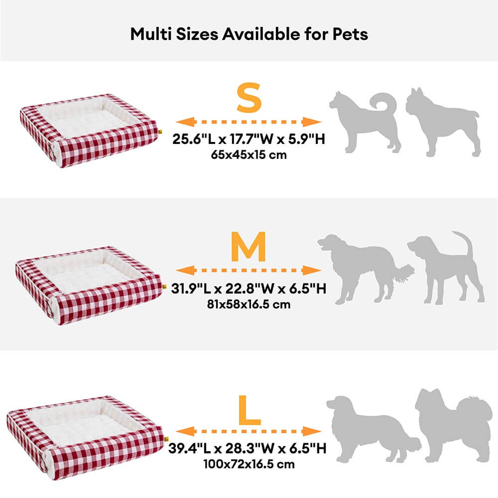 Cama clásica de perros ergonómico a cuadros a cuadros - expandible lavable