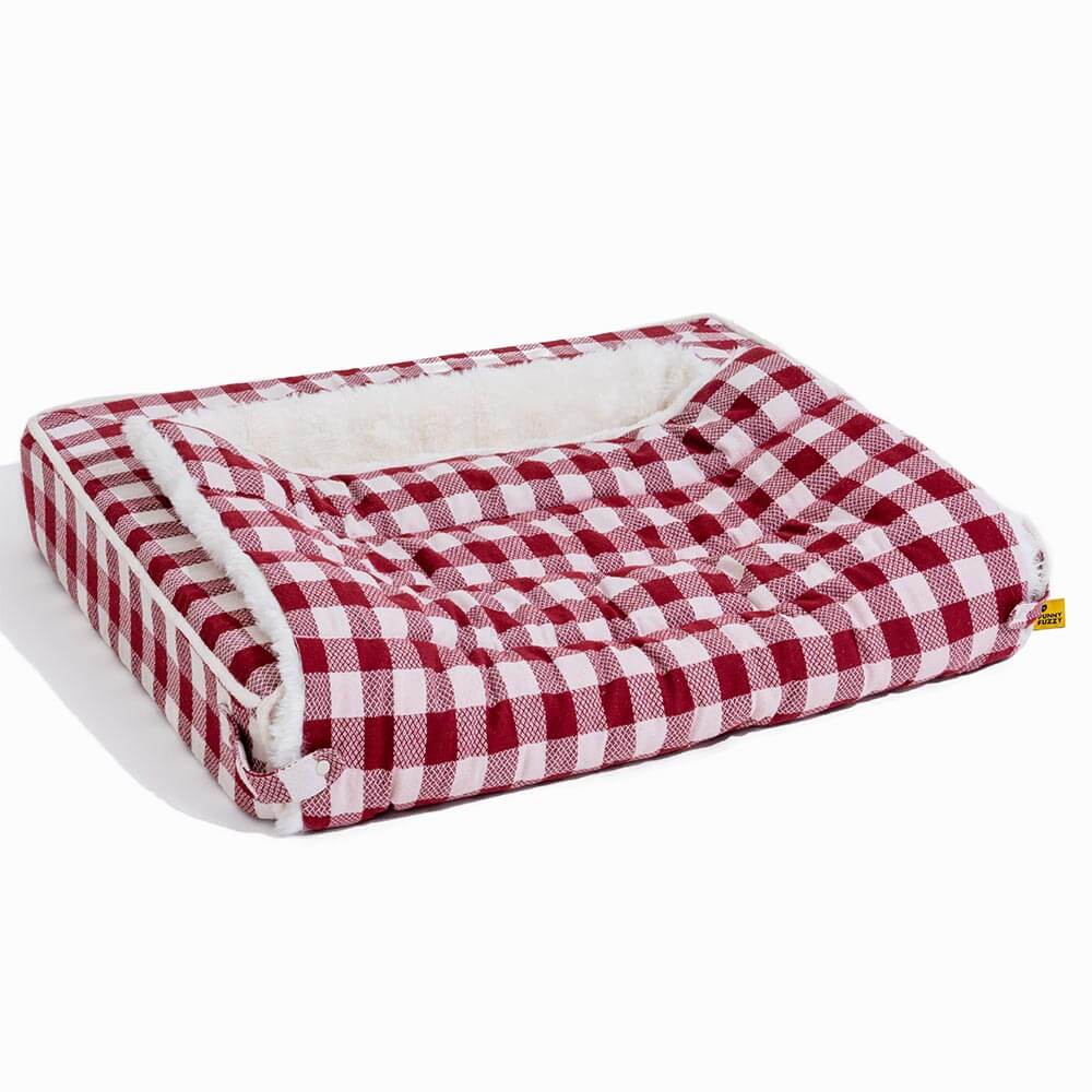 Cama clásica de perros ergonómico a cuadros a cuadros - expandible lavable