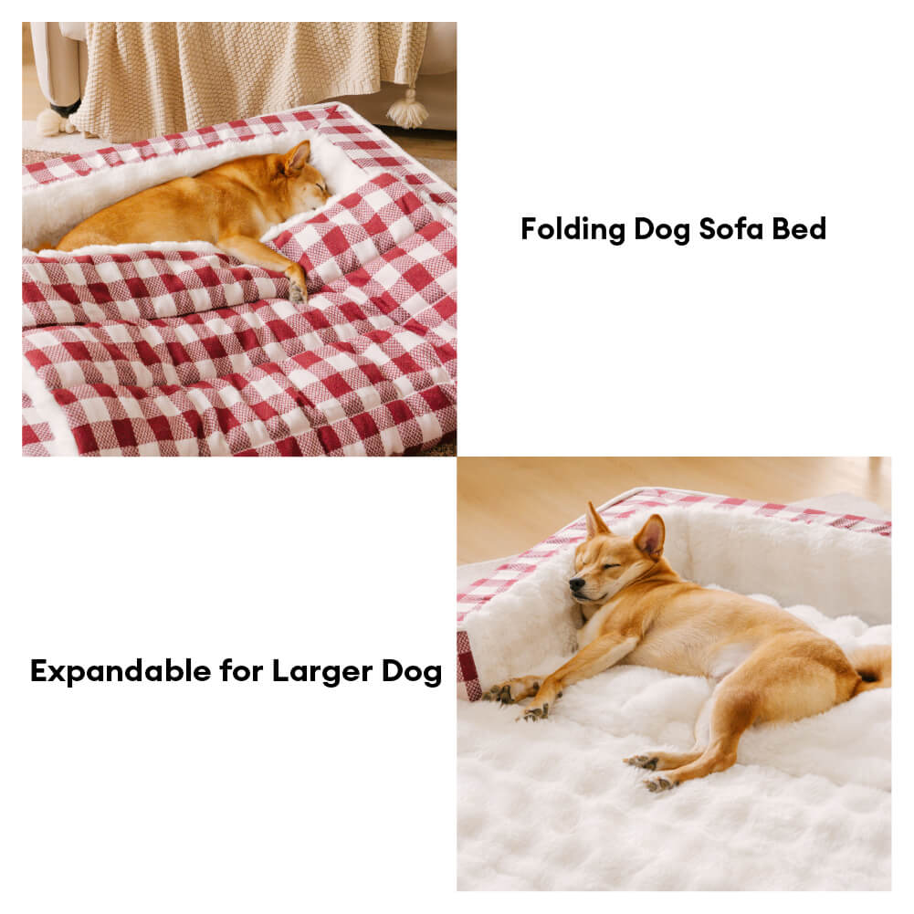 Cama clásica de perros ergonómico a cuadros a cuadros - expandible lavable