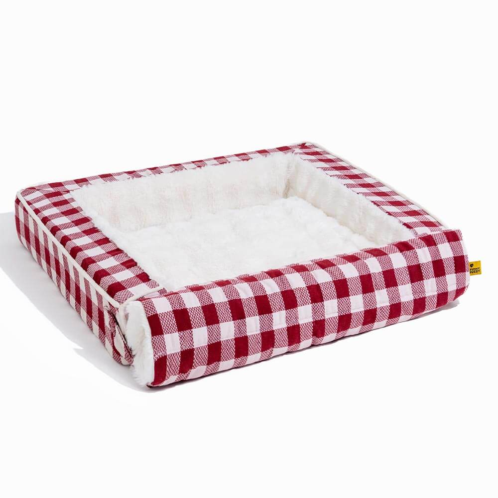 Cama clásica de perros ergonómico a cuadros a cuadros - expandible lavable