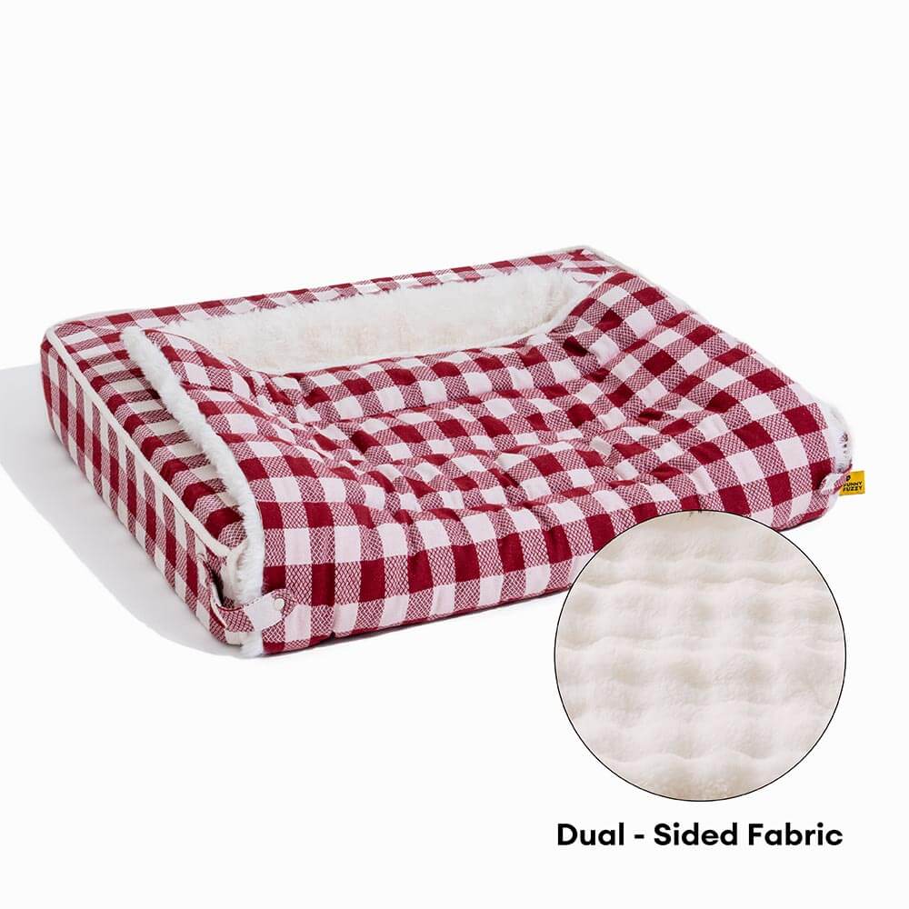 Cama clásica de perros ergonómico a cuadros a cuadros - expandible lavable