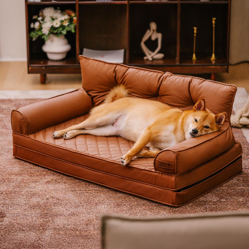 Luxe Faux Leather Foldable Orthopedic Large Dog Bed - CoreLounge