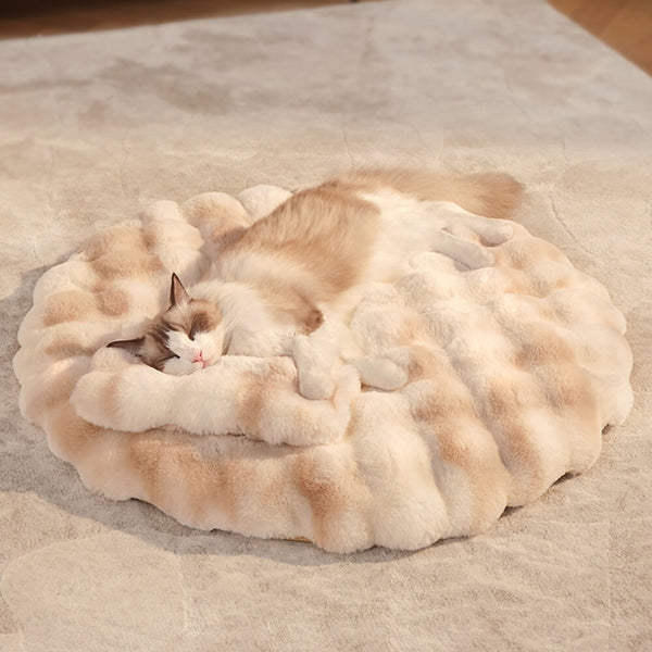 Matina redonda de perros y gatos redondos para el calentamiento con almohada con almohada