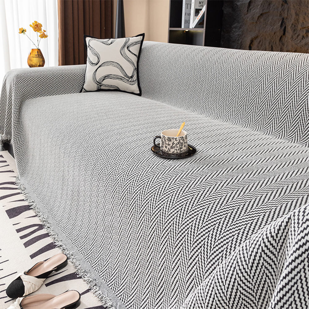 Cubierta de sofá de cobertura completa de Chenille de Herringbone Premium