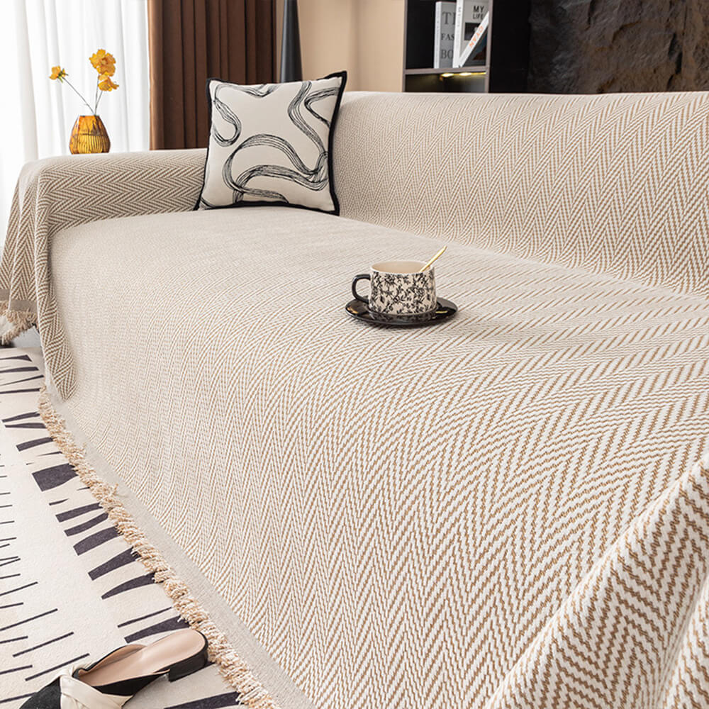 Cubierta de sofá de cobertura completa de Chenille de Herringbone Premium