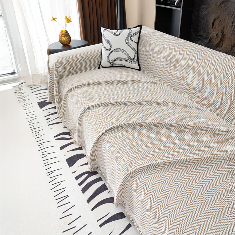 Cubierta de sofá de cobertura completa de Chenille de Herringbone Premium