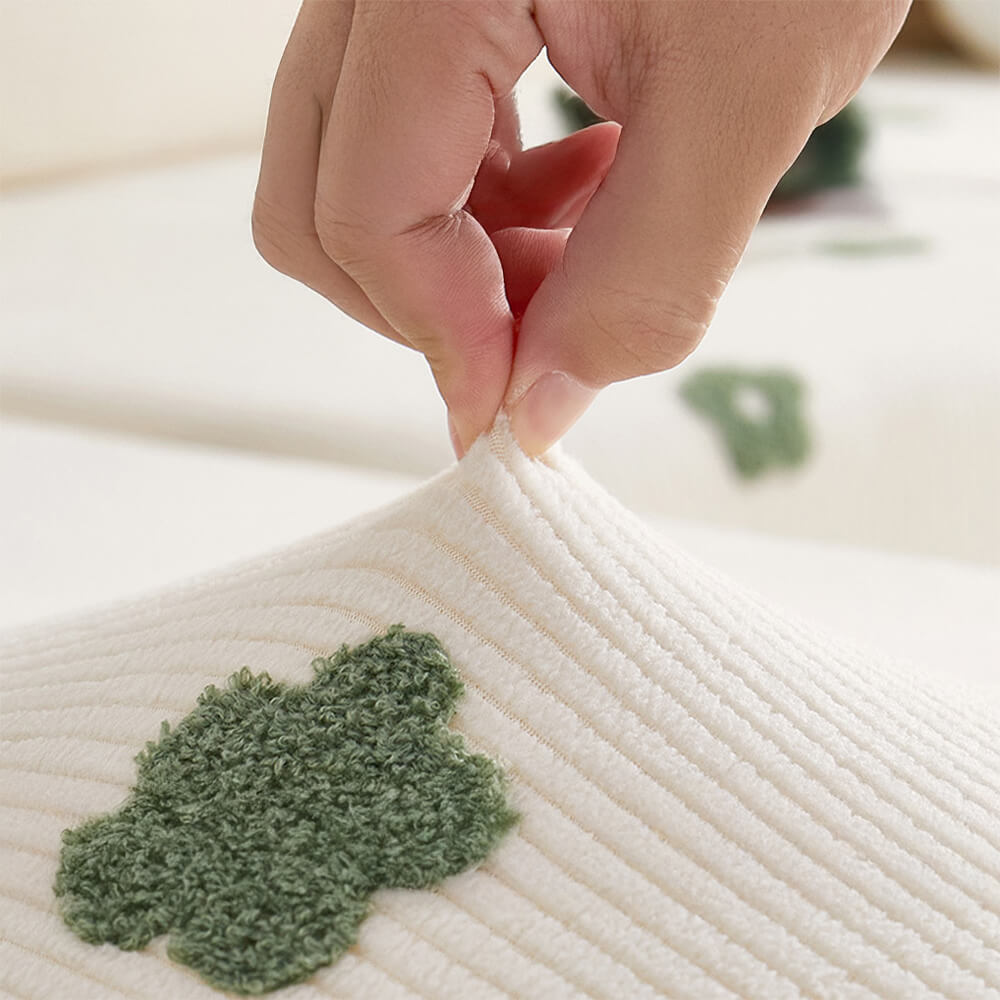 Floral Embroidered Fleece Sofa Anti-Scratch Stretch Couch Cover