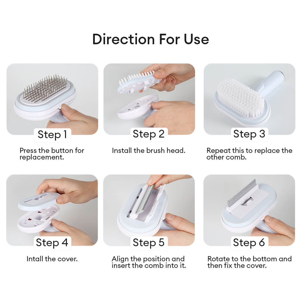 5 IN 1 Dogs & Cats Self-Cleaning Brush Pet Grooming Kit