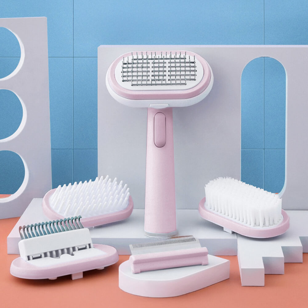 5 IN 1 Dogs & Cats Self-Cleaning Brush Pet Grooming Kit