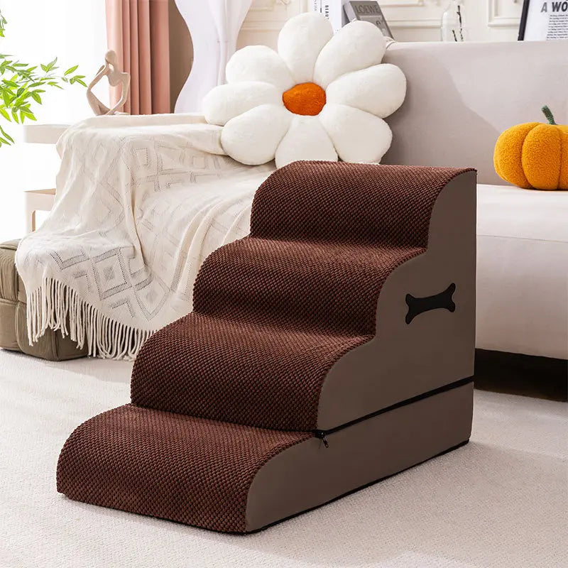 Adjustable Non-Slip Washable Soft Dog Stairs with Gentle Ramp