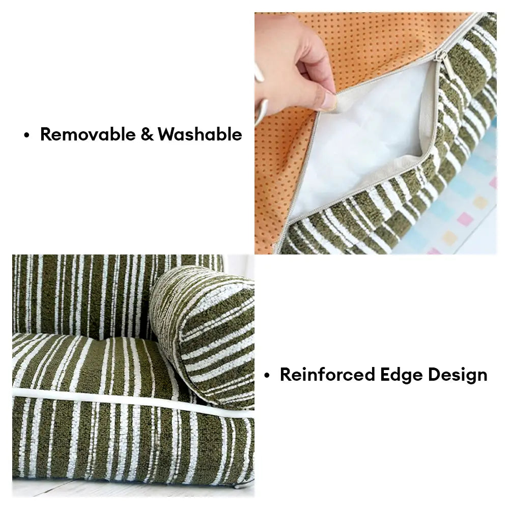 Chenille Striped Jacquard Velvet Dog Sofa Bed for Puppies