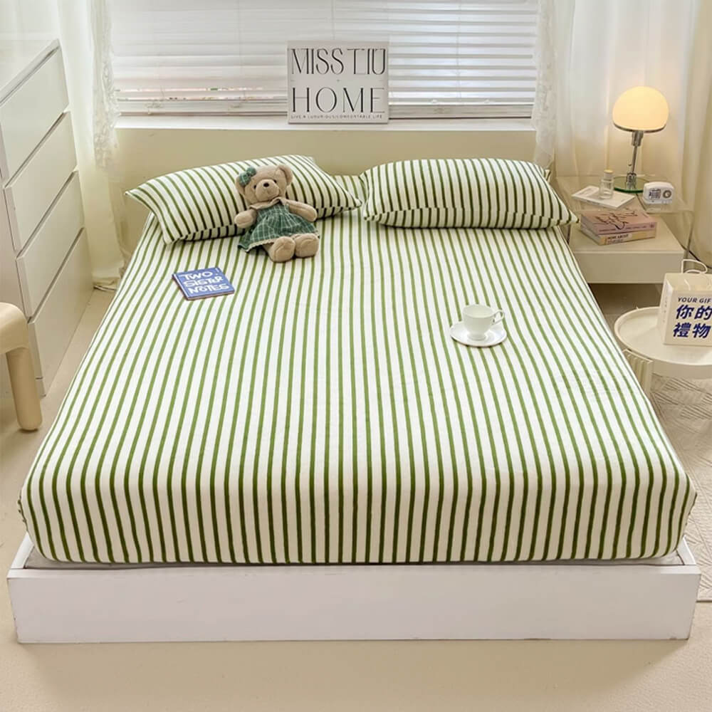 Conjunto de hoja de terciopelo de leche rayado elegante sin deslizamiento