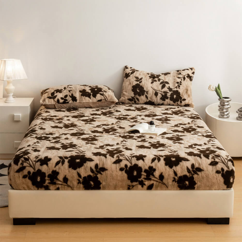 Estampado de leopardo Faux Faux Rabbit Fur Cubierta de colchón de hojas calientes