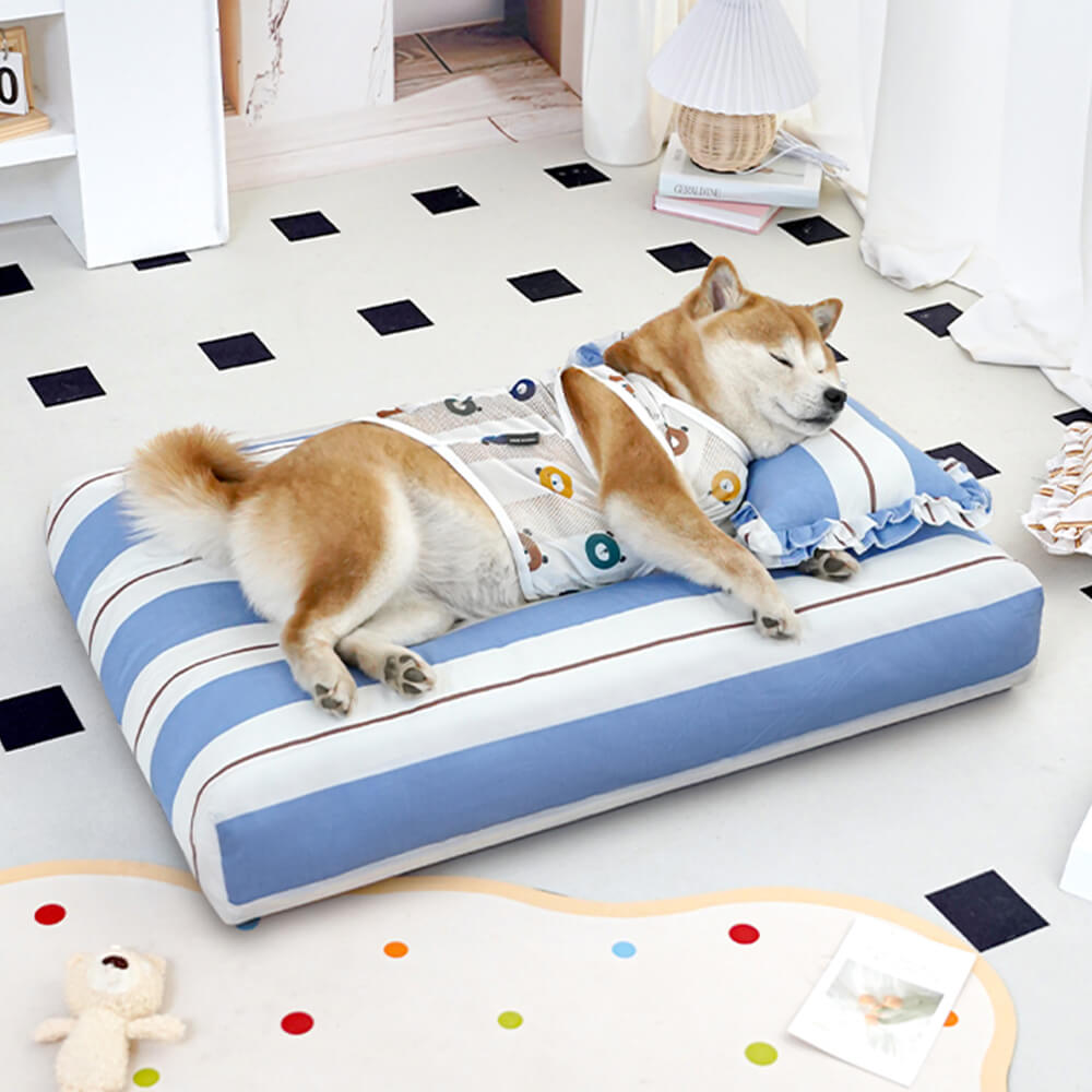 Striped Cotton Thick Padded & Soft Dog Pillow Bed