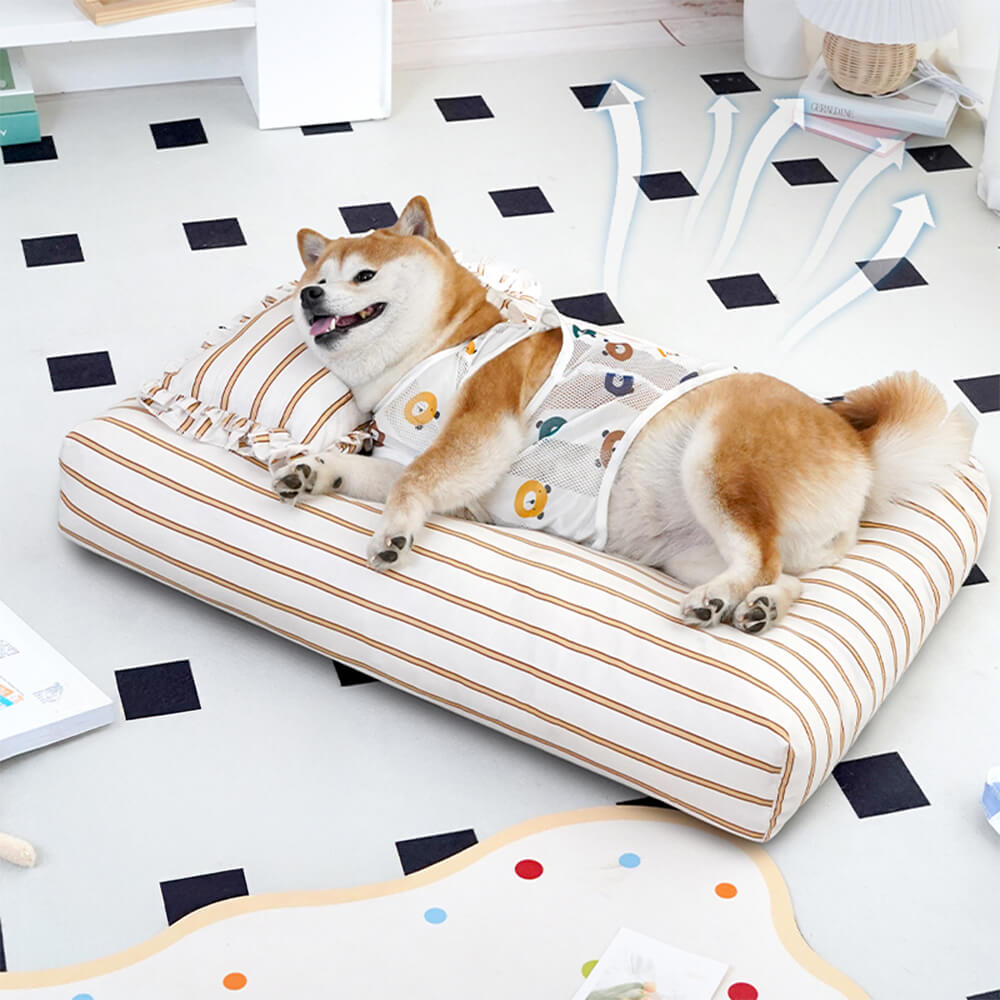 Striped Cotton Thick Padded & Soft Dog Pillow Bed