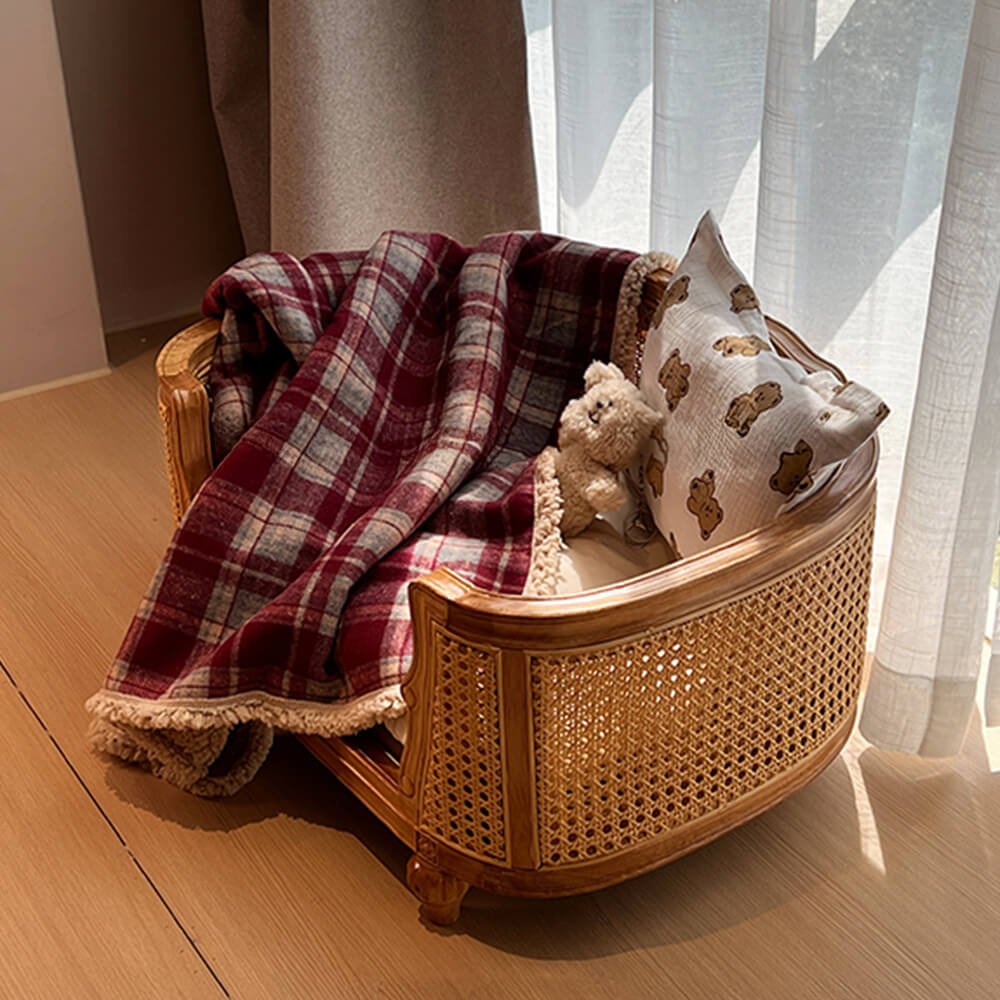 Warme, gemütliche, karierte Sherpa-Fleece-Decke für Hunde und Katzen