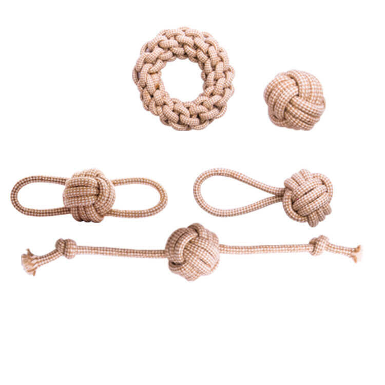 Juego de juguetes de algodón de lino Toy de limpieza de dientes Toy de perro interactivo