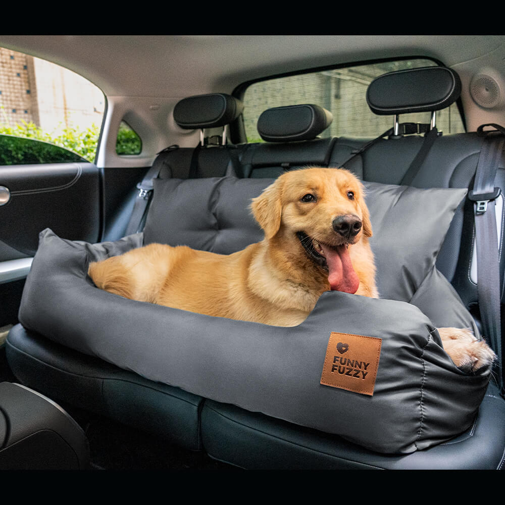 Travel Bolster Safety Medium Large Dog Car Back Seat Bed - FUNNYFUZZY