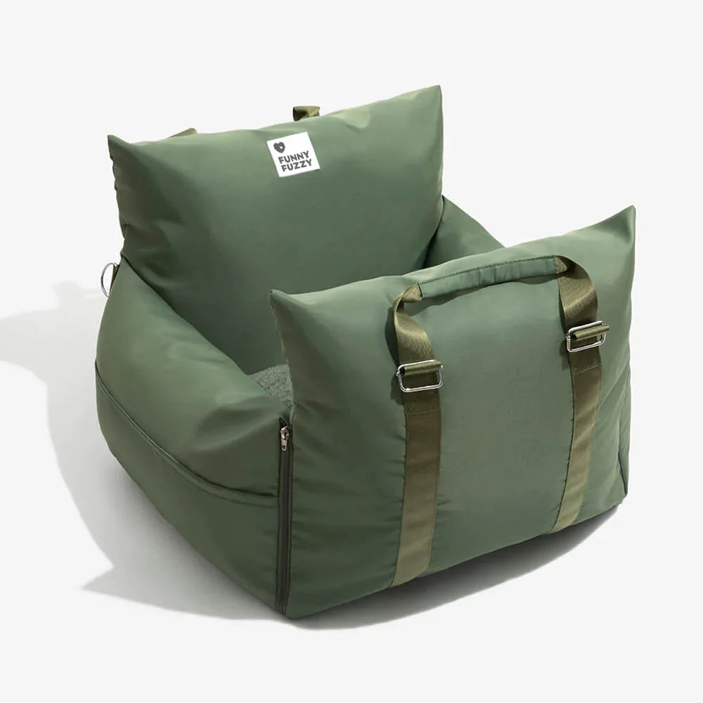 Full Leather Dog Pet Car Seat Bed - Fort - FUNNYFUZZY