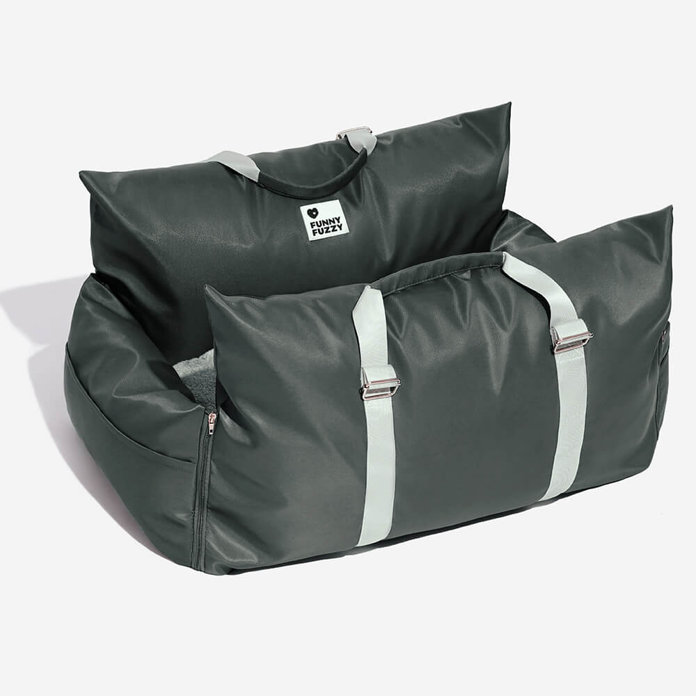 Full Leather Dog Pet Car Seat Bed - Fort - FUNNYFUZZY