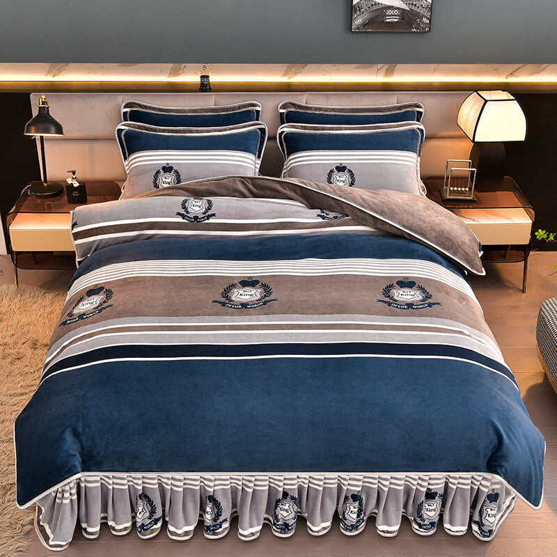 Estilo moderno en espesado cómodo juego de cama de terciopelo de leche
