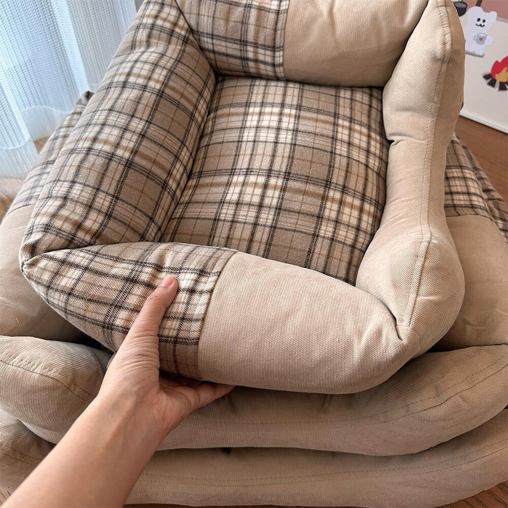 Gingham Leisure extraíbles de refugio engrosado en cama de perro y gato