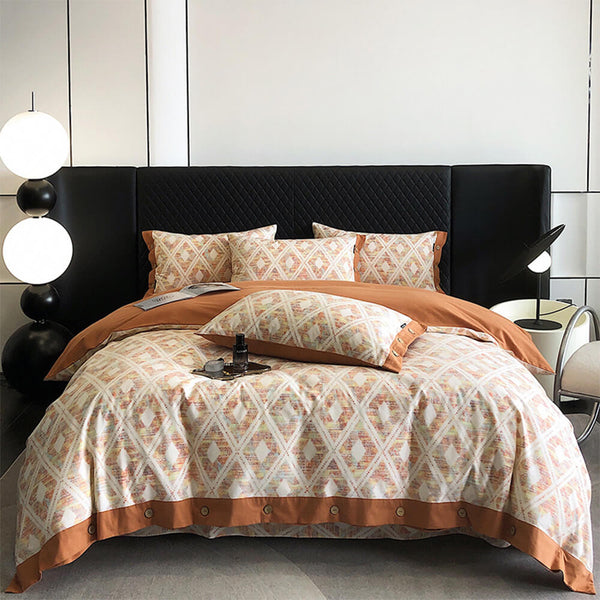 <tc>Color</tc>Juego de sábanas con botones de algodón cepillado ultrasuave y geométrico