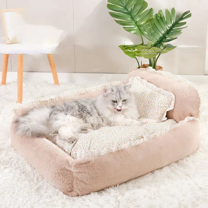Soft Fluffy Garden Chic Washable Pet Bed Small Dog Bed