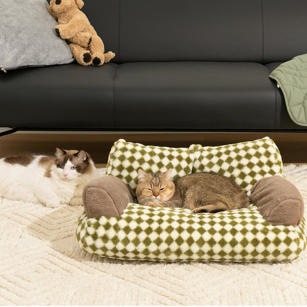 Vintage Leisure Diamond Dog & Cat Sofa Bed - FUNNYFUZZY