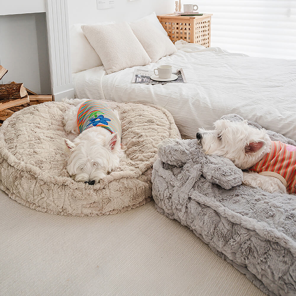 Warming Fluffy Bone Cloud Shape Calming Dog Bed - FUNNYFUZZY